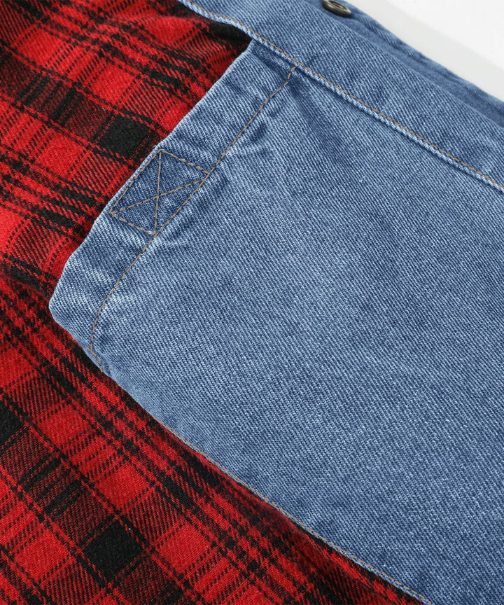 Men's Flannel-Lined Denim Trucker Jacket Button-Front Carhartt Style