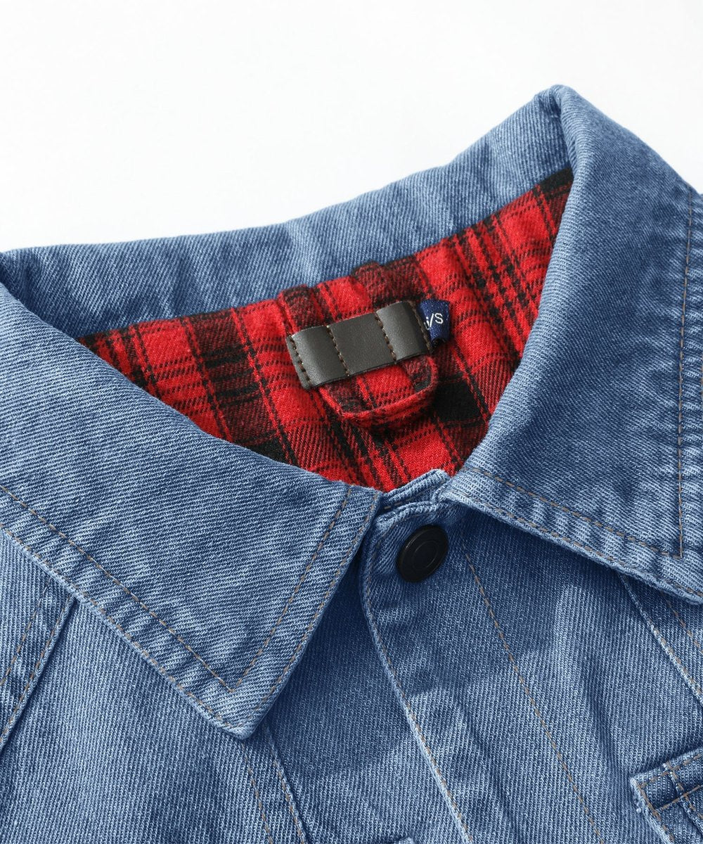Men's Flannel-Lined Denim Trucker Jacket Button-Front Carhartt Style