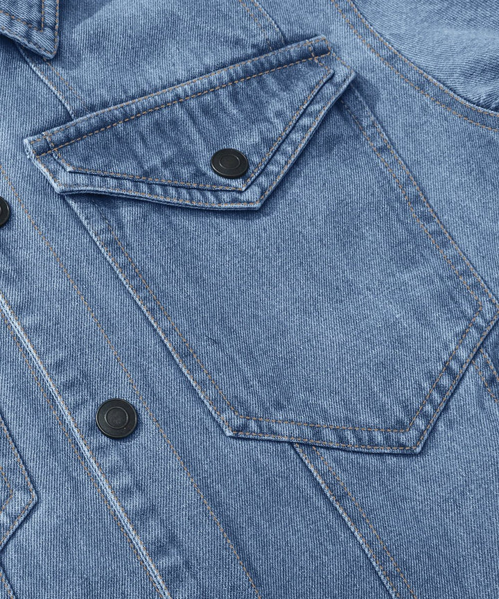 Men's Flannel-Lined Denim Trucker Jacket Button-Front Carhartt Style