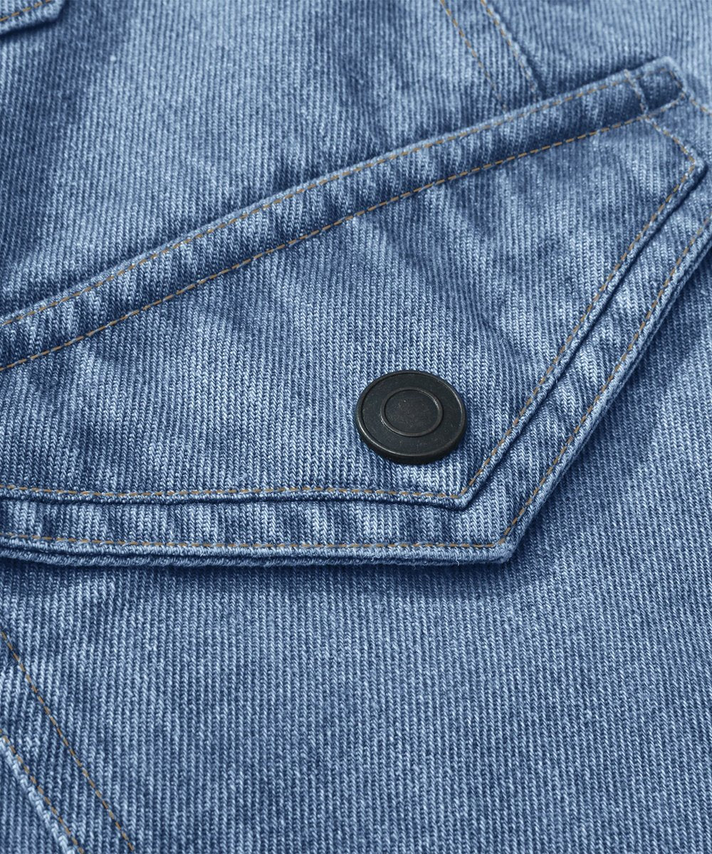 Men's Flannel-Lined Denim Trucker Jacket Button-Front Carhartt Style