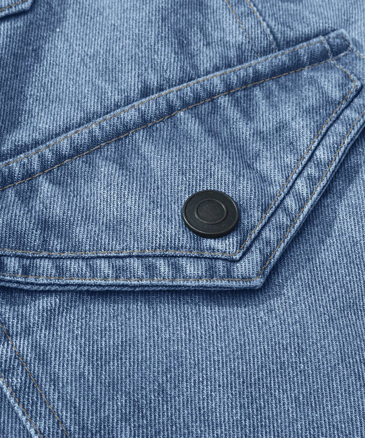 Men's Flannel-Lined Denim Trucker Jacket Button-Front Carhartt Style