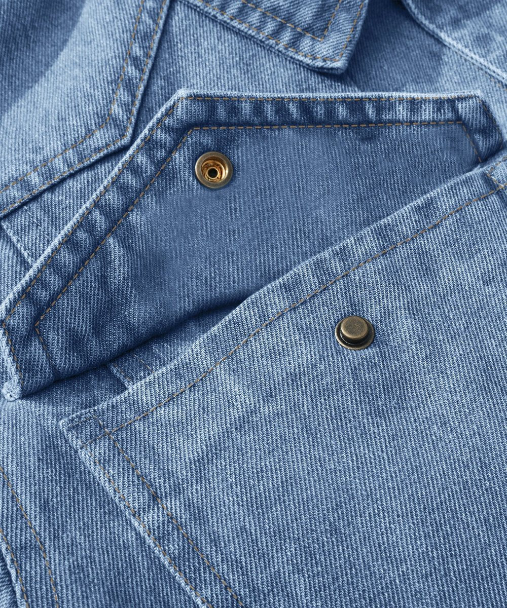 Men's Flannel-Lined Denim Trucker Jacket Button-Front Carhartt Style