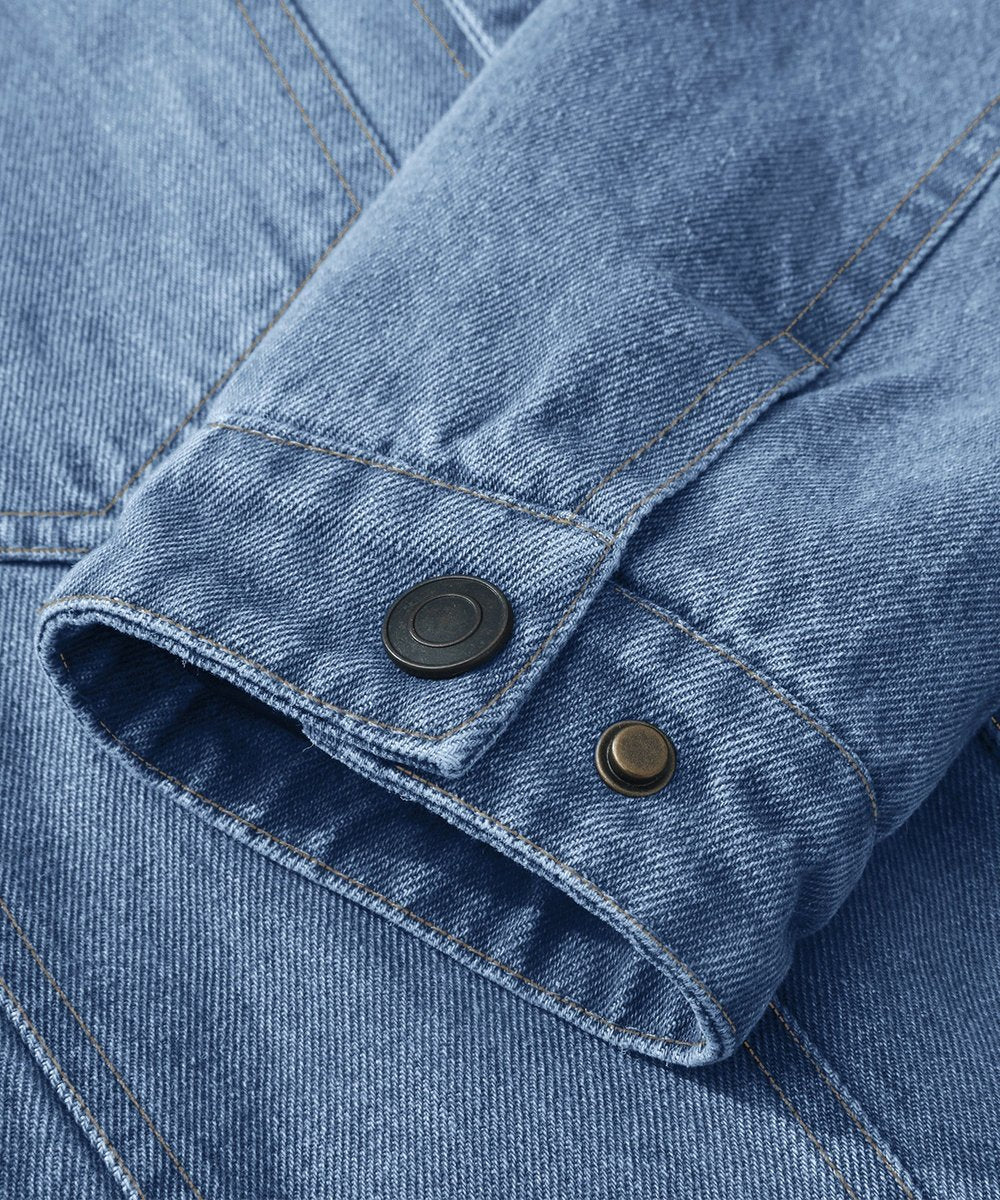 Men's Flannel-Lined Denim Trucker Jacket Button-Front Carhartt Style