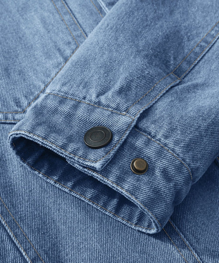 Men's Flannel-Lined Denim Trucker Jacket Button-Front Carhartt Style