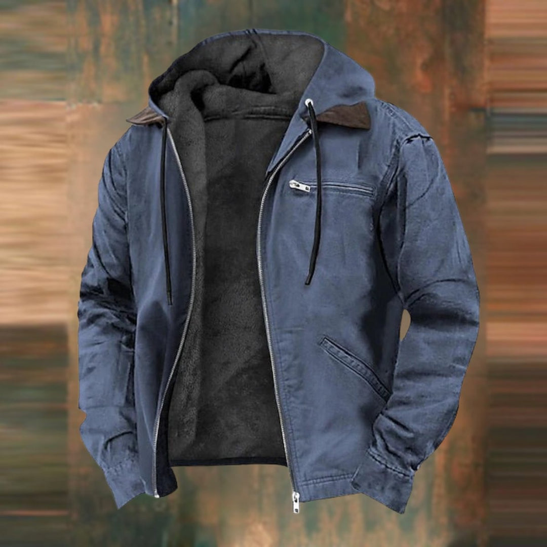 Men's Fleece Hooded Bomber Jacket Waterproof Urban Coat