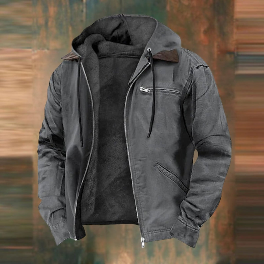 Men's Fleece Hooded Bomber Jacket Waterproof Urban Coat