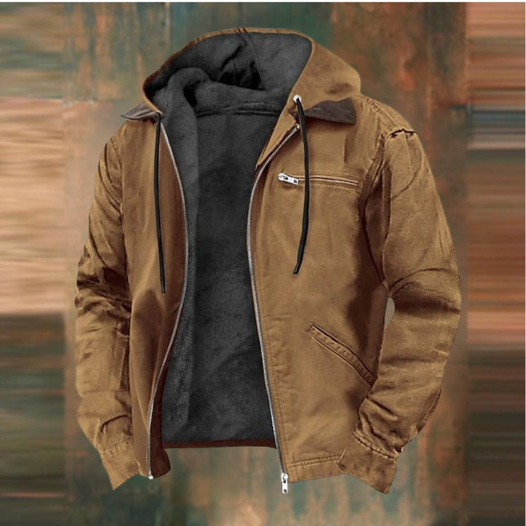 Men's Fleece Hooded Bomber Jacket Waterproof Urban Coat