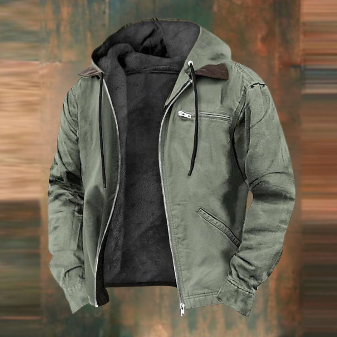 Men's Fleece Hooded Bomber Jacket Waterproof Urban Coat