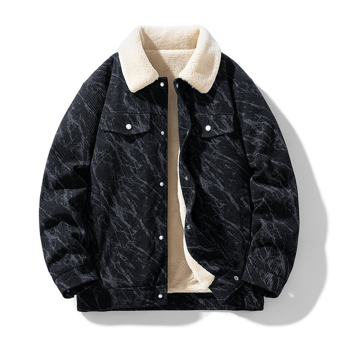 Men's Fleece-Lined Corduroy Bomber Jacket Sherpa Collar