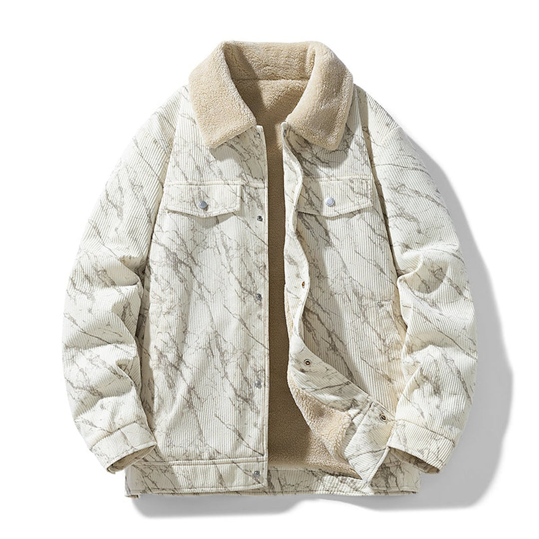 Men's Fleece-Lined Corduroy Bomber Jacket Sherpa Collar