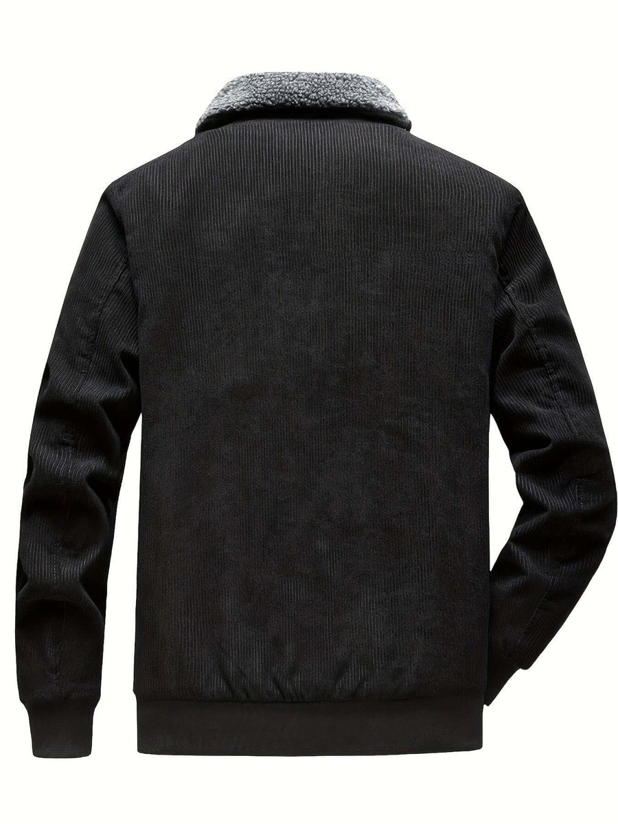 Men's Fleece-Lined Corduroy Bomber Jacket Sherpa Winter Coat