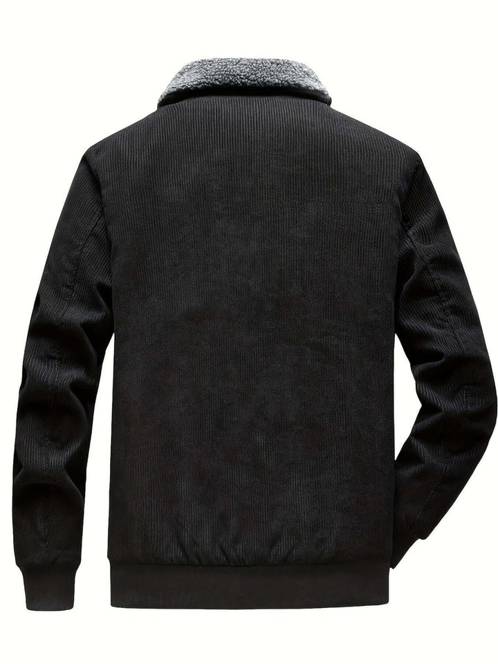 Men's Fleece-Lined Corduroy Bomber Jacket Sherpa Winter Coat