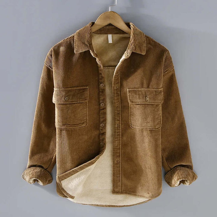 Men's Fleece-Lined Corduroy Shacket Jacket Coat