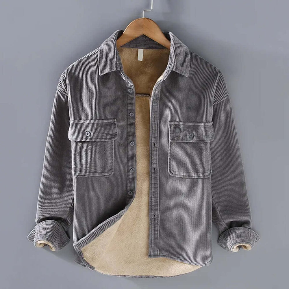 Men's Fleece-Lined Corduroy Shacket Jacket Coat