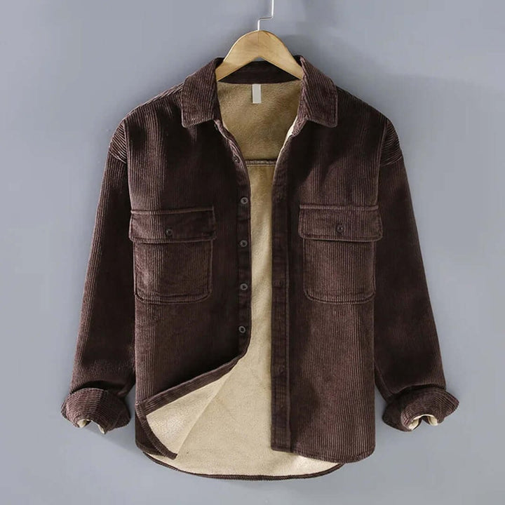 Men's Fleece-Lined Corduroy Shacket Jacket Coat