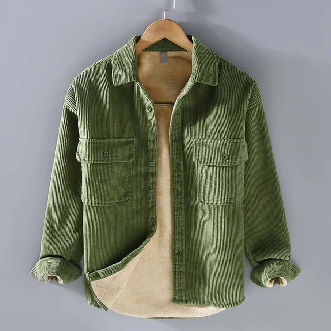 Men's Fleece-Lined Corduroy Shacket Jacket Coat