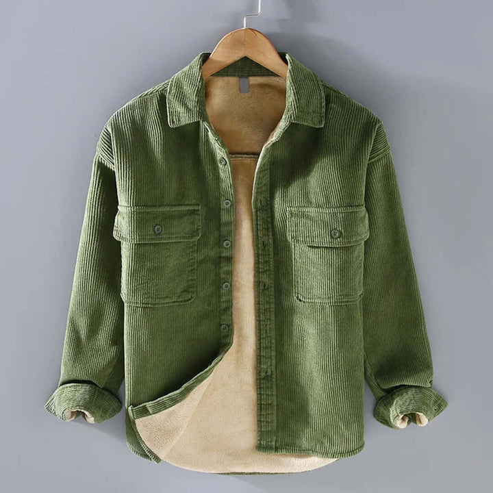 Men's Fleece-Lined Corduroy Shacket Jacket Coat