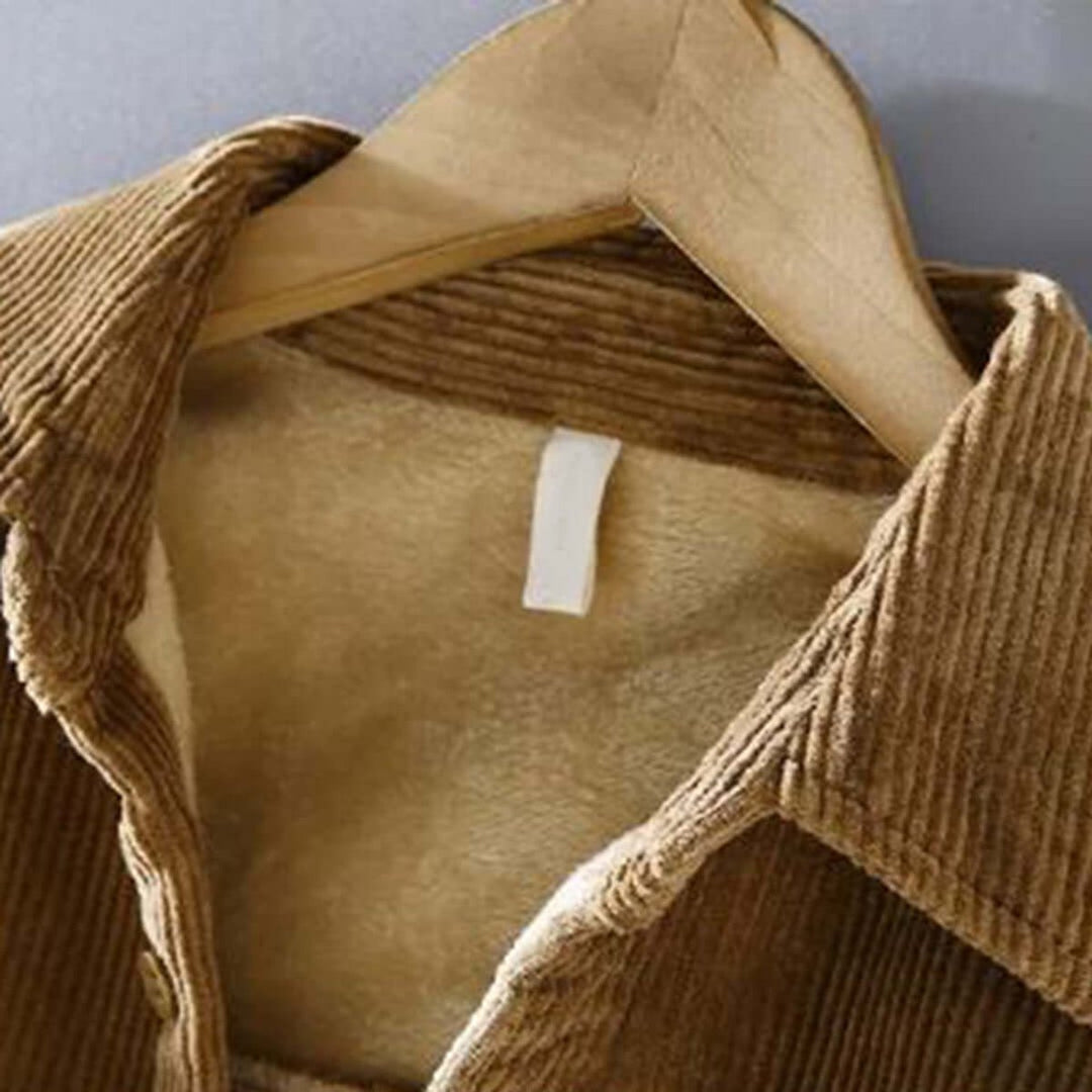 Men's Fleece-Lined Corduroy Shacket Jacket Coat