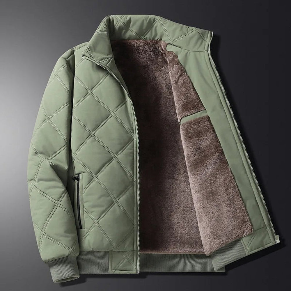 Men's Fleece-Lined Diamond-Quilted Bomber Jacket