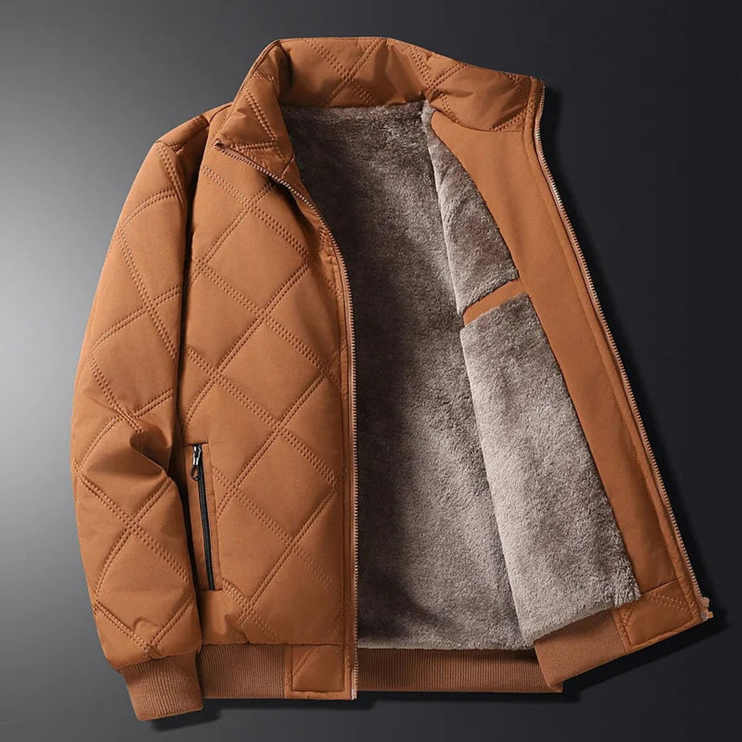 Men's Fleece-Lined Diamond-Quilted Bomber Jacket