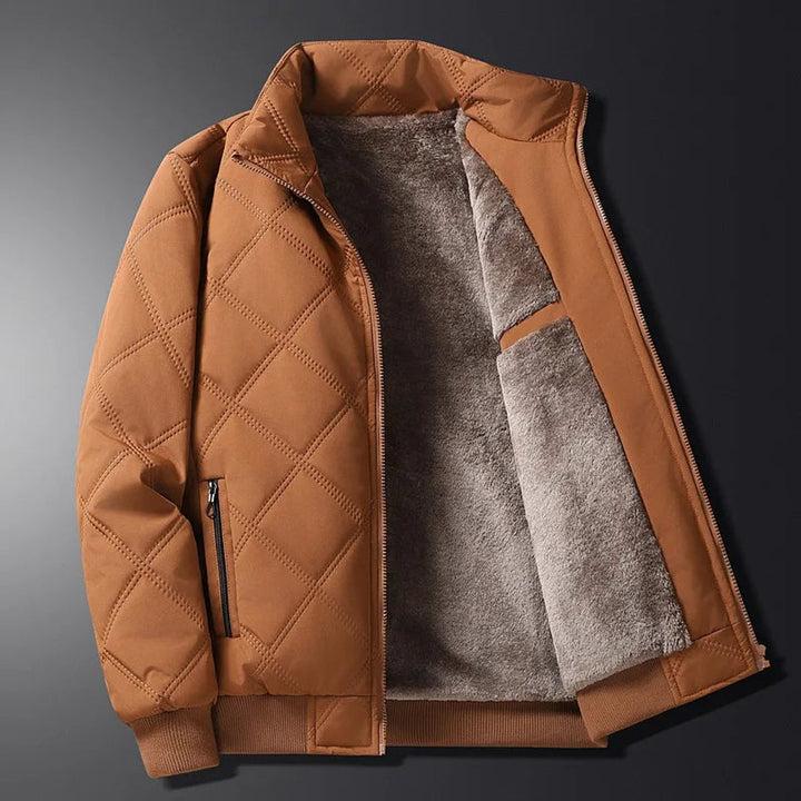 Men's Fleece-Lined Diamond-Quilted Bomber Jacket