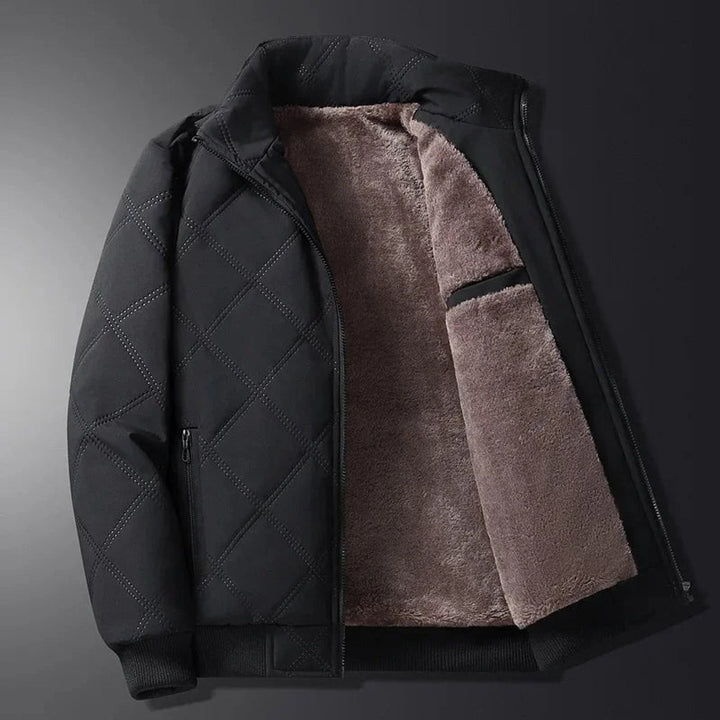 Men's Fleece-Lined Diamond-Quilted Bomber Jacket