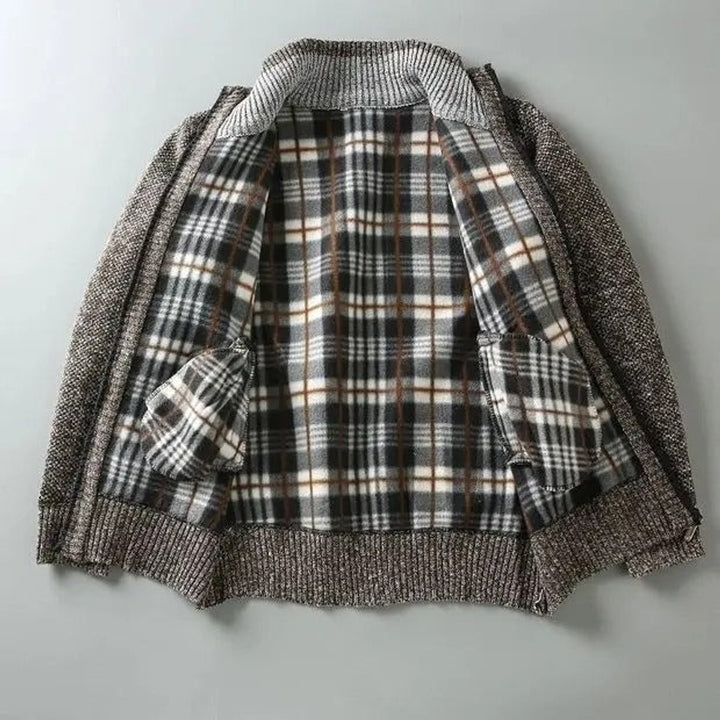 Men's Fleece-Lined Knit Zip-Up Bomber Jacket