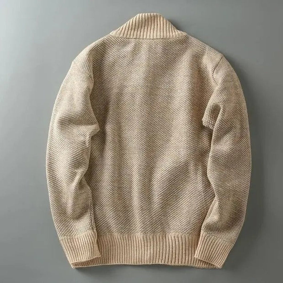 Men's Fleece-Lined Knit Zip-Up Bomber Jacket