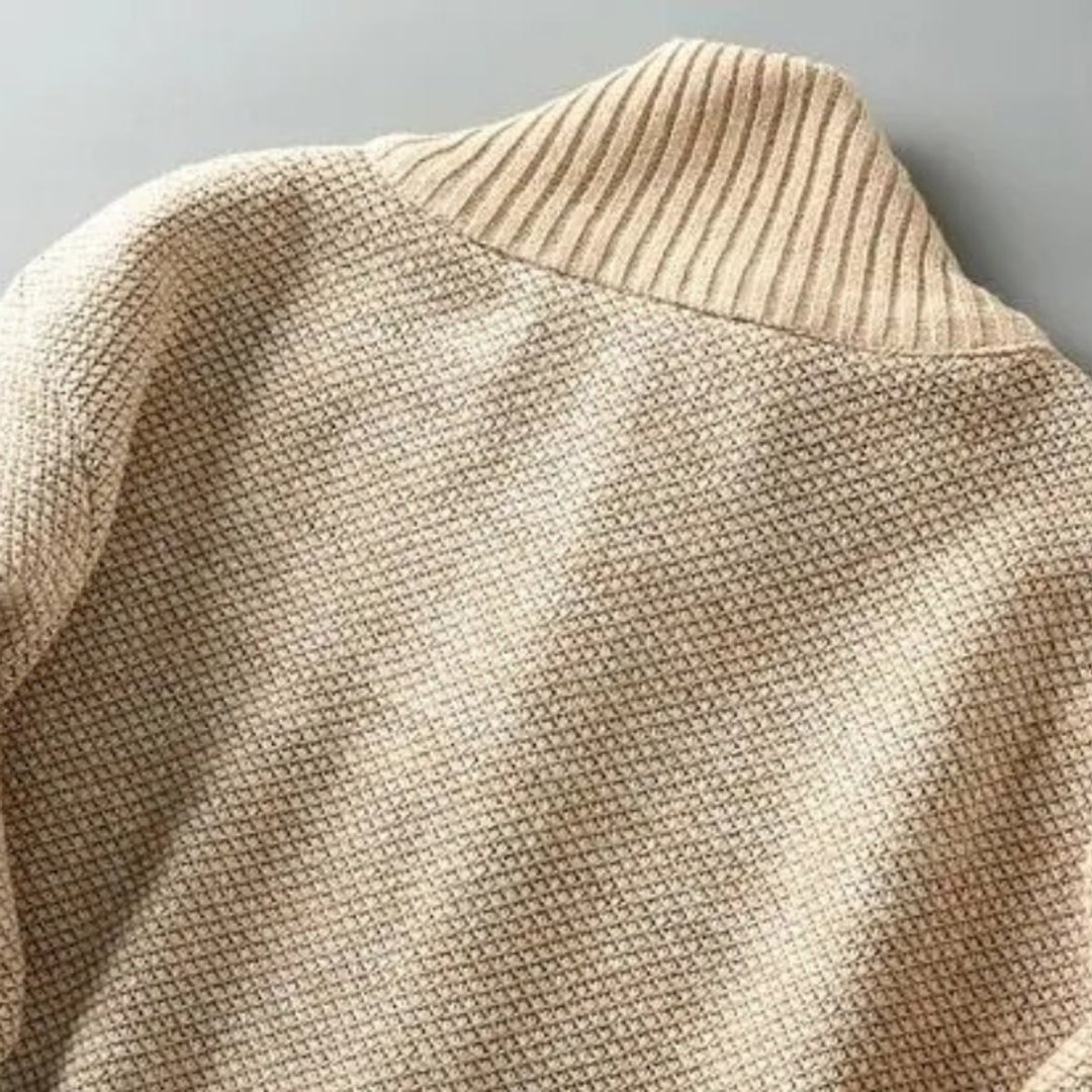 Men's Fleece-Lined Knit Zip-Up Bomber Jacket