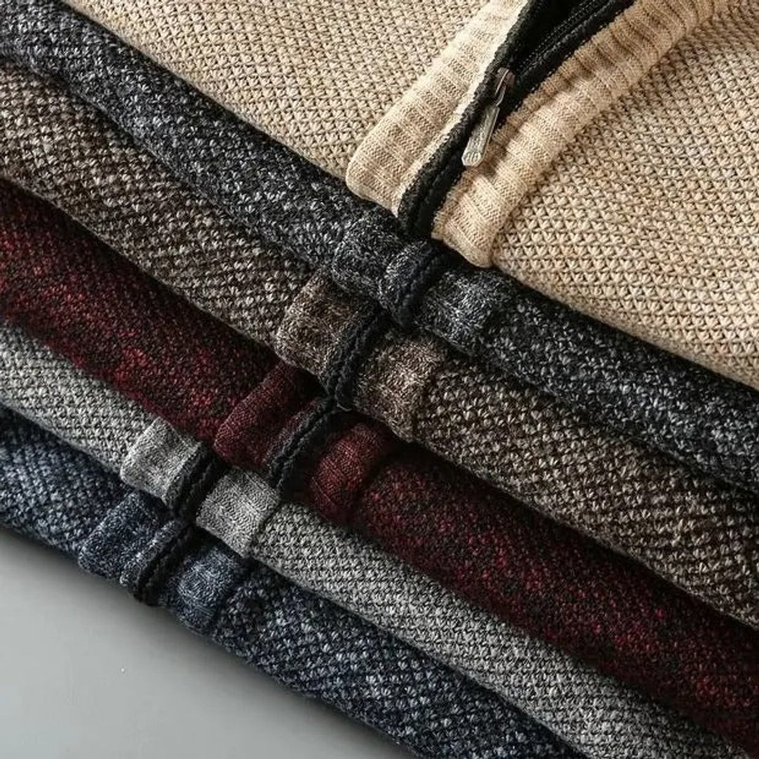 Men's Fleece-Lined Knit Zip-Up Bomber Jacket