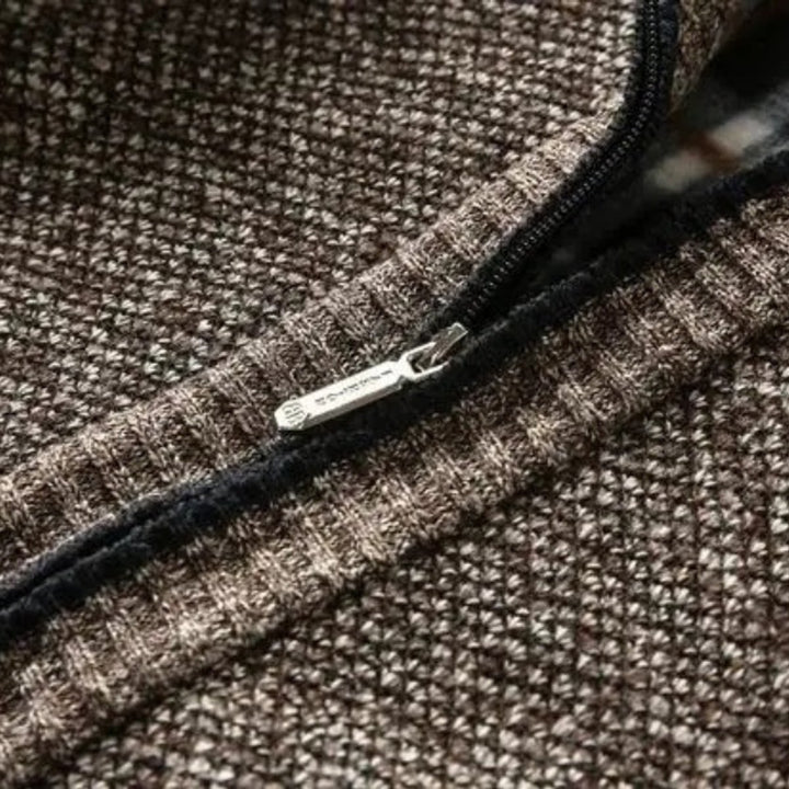 Men's Fleece-Lined Knit Zip-Up Bomber Jacket