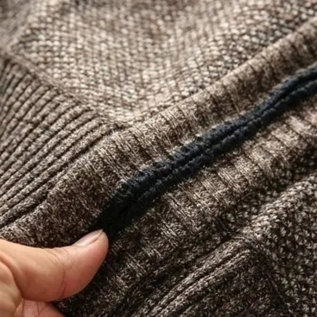 Men's Fleece-Lined Knit Zip-Up Bomber Jacket