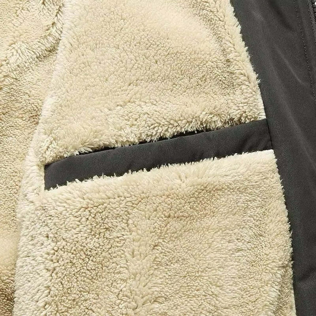 Men's Fleece-Lined Waterproof Bomber Jacket Sherpa Winter Coat