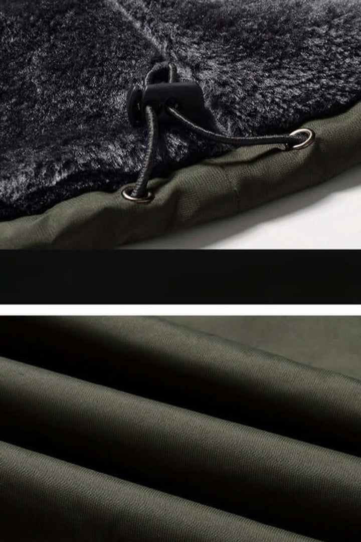 Men's Fleece-Lined Waterproof Hooded Outdoor Winter Jacket