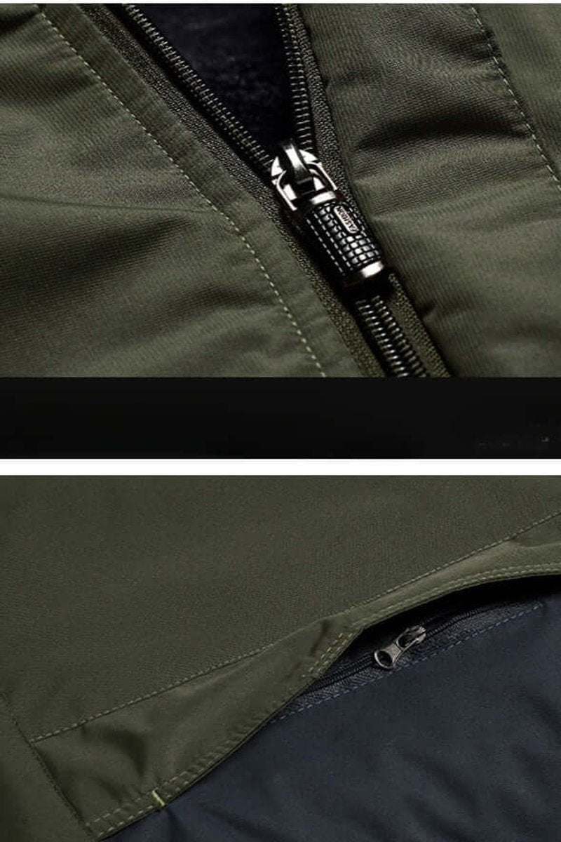 Men's Fleece-Lined Waterproof Hooded Outdoor Winter Jacket
