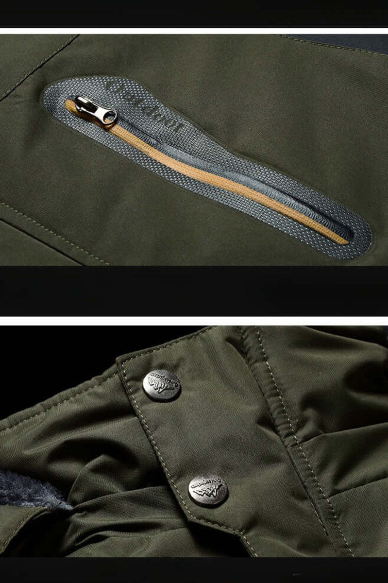 Men's Fleece-Lined Waterproof Hooded Outdoor Winter Jacket