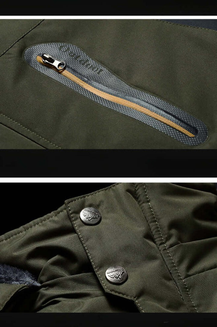Men's Fleece-Lined Waterproof Hooded Outdoor Winter Jacket