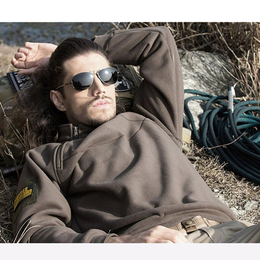 Men's Fleece Quarter-Zip Jumper Stand Collar Pullover