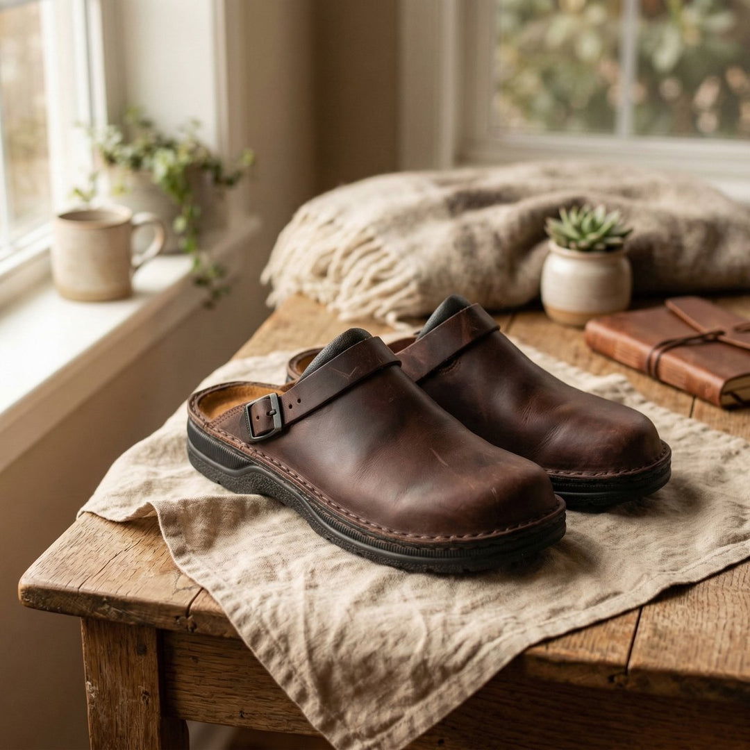 Men's Full-Grain Leather Chelsea Boots Slip-On Clogs