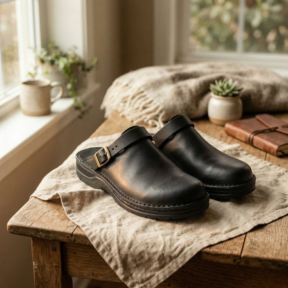 Men's Full-Grain Leather Chelsea Boots Slip-On Clogs