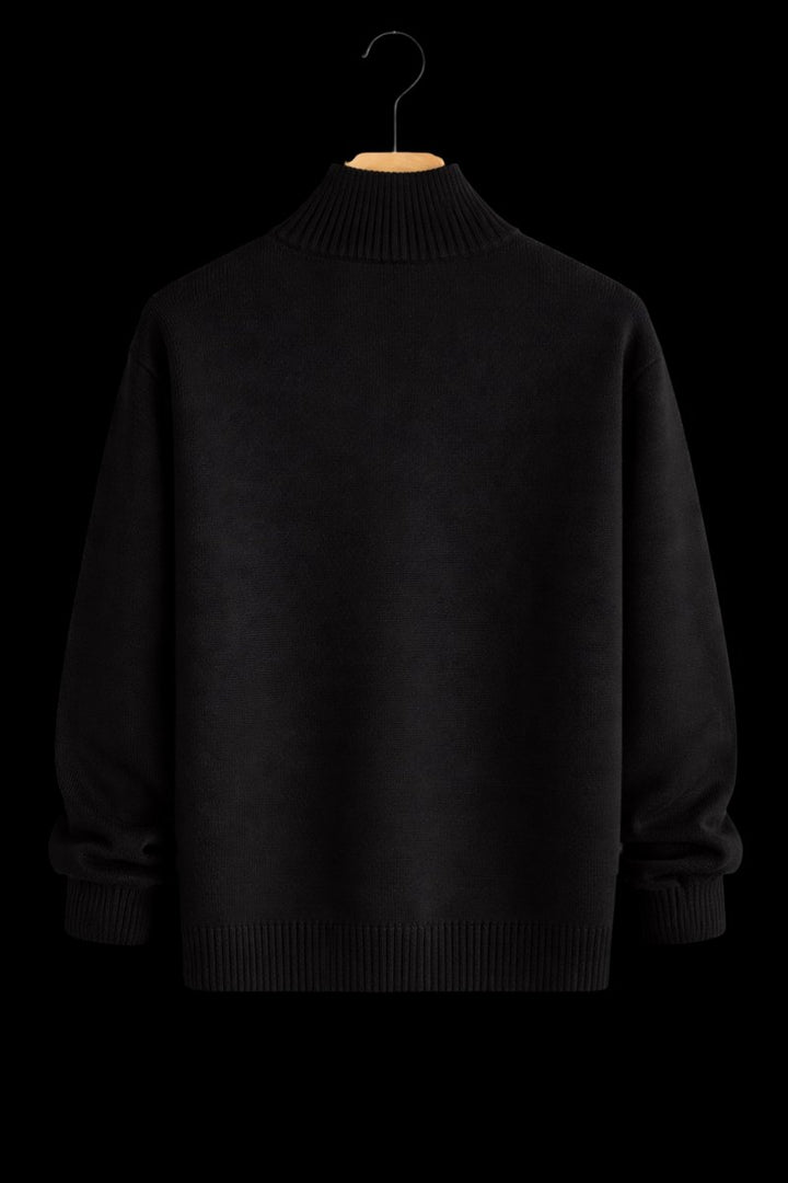 Men's Full-Zip Knit Bomber Jacket Structured Ribbed Cardigan
