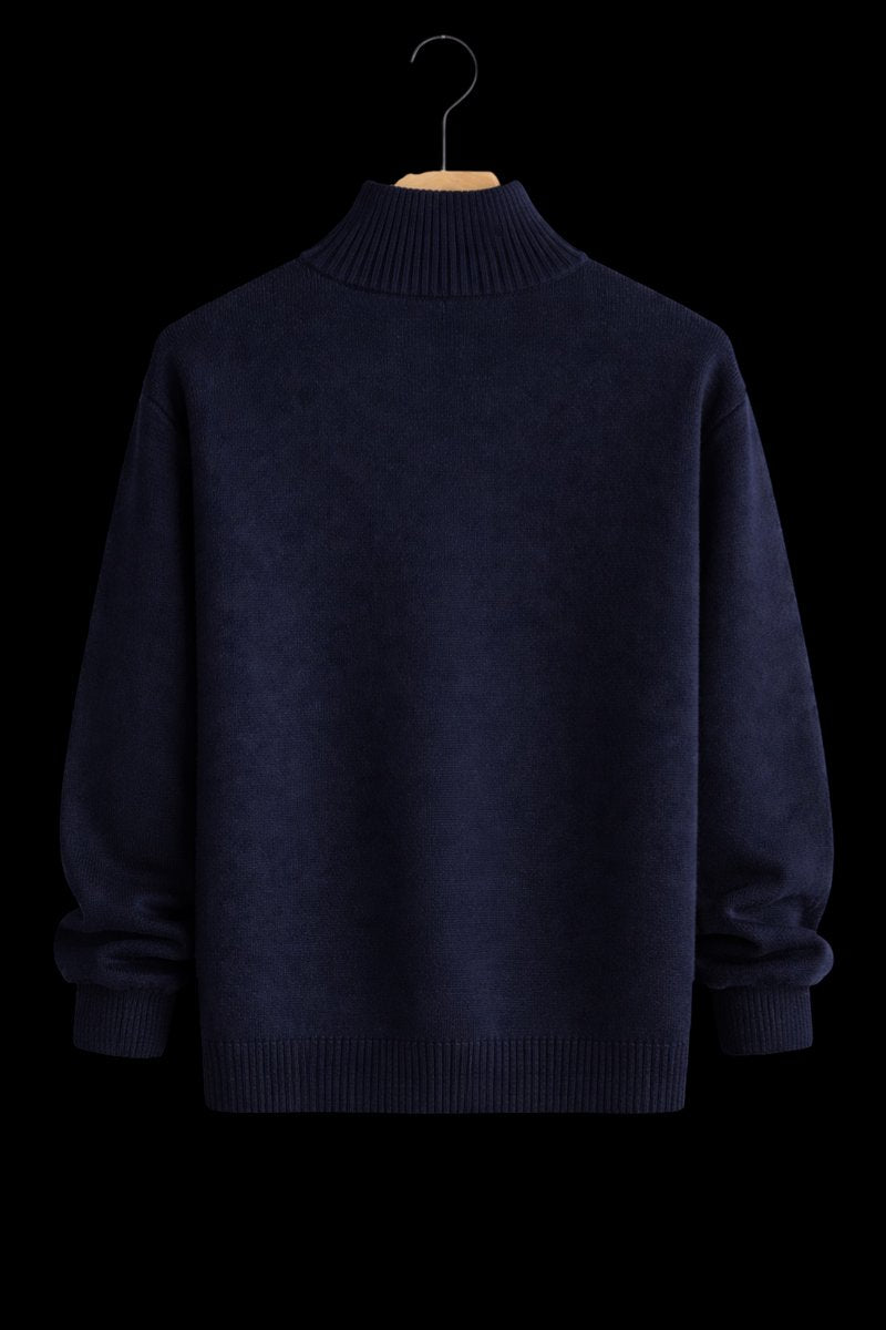 Men's Full-Zip Knit Bomber Jacket Structured Ribbed Cardigan