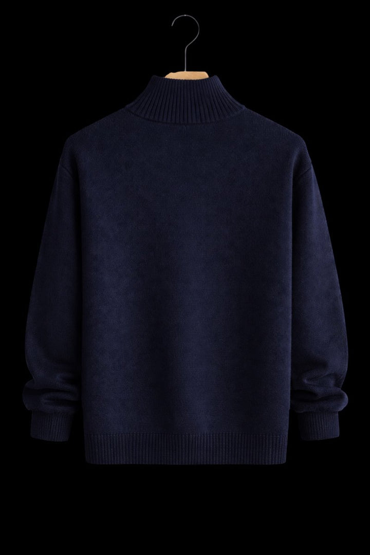 Men's Full-Zip Knit Bomber Jacket Structured Ribbed Cardigan