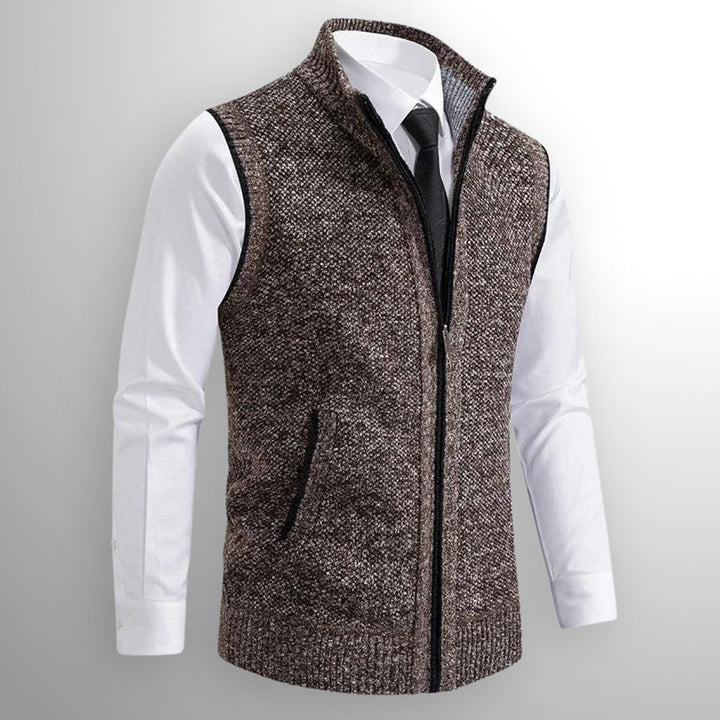 Men's Full-Zip Knitted Cardigan Sleeveless Lambswool Gilet