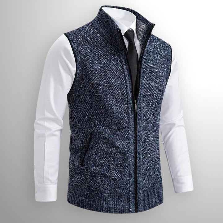Men's Full-Zip Knitted Cardigan Sleeveless Lambswool Gilet
