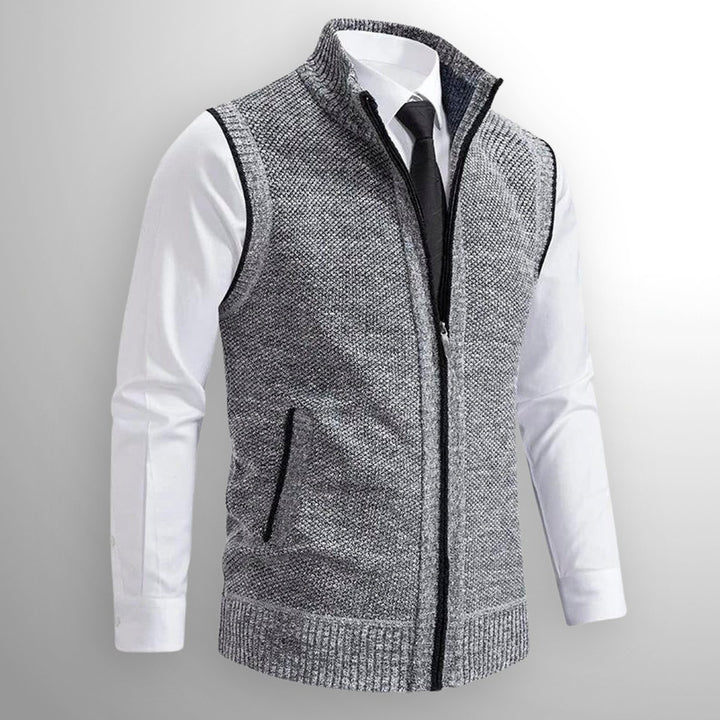 Men's Full-Zip Knitted Cardigan Sleeveless Lambswool Gilet