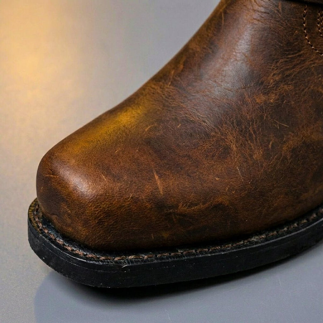 Men's Genuine Leather Harness Knee-High Western Boots