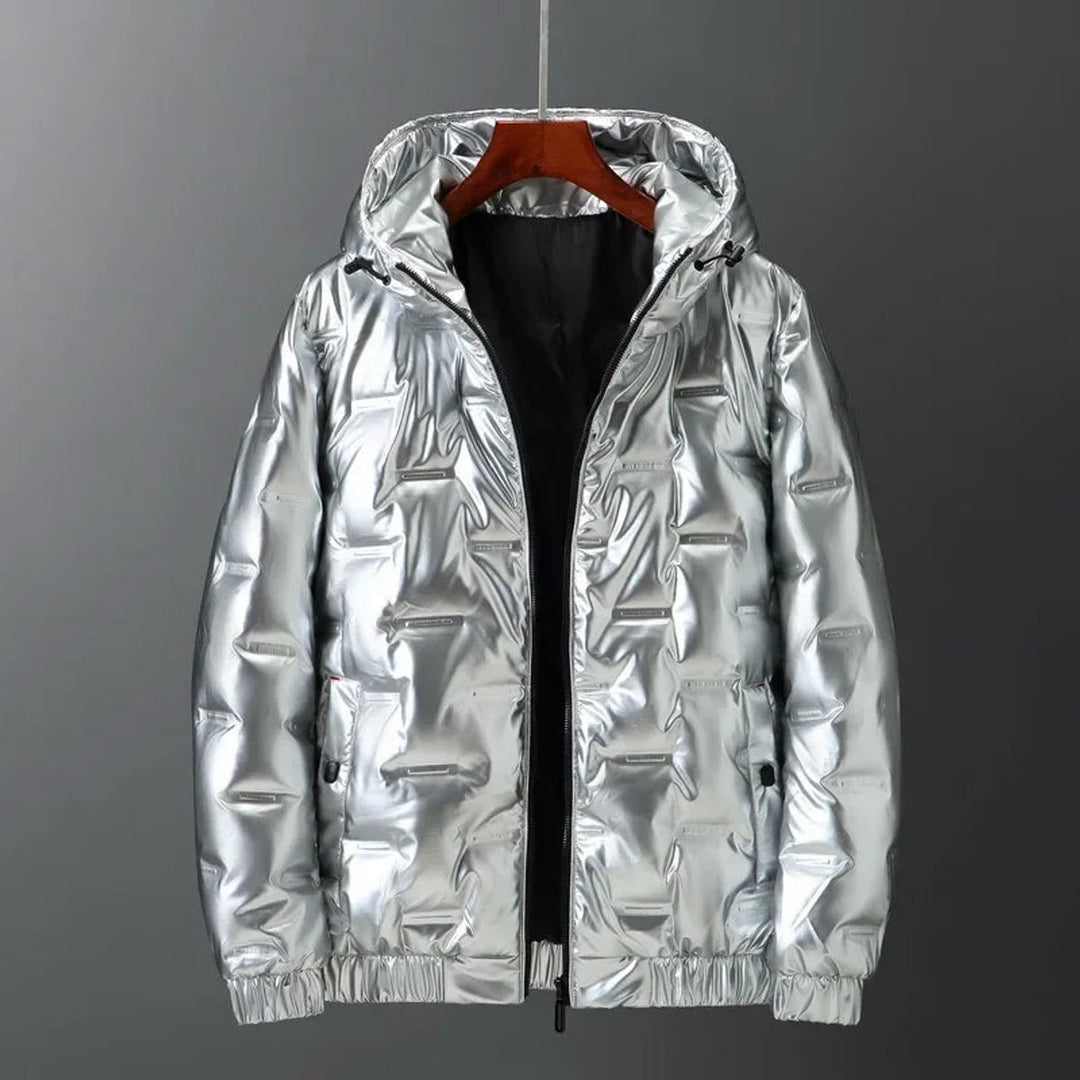 Men's Gloss Puffer Hooded Waterproof Jacket Bomber Coat