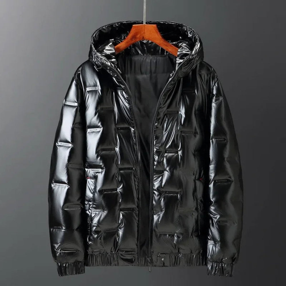 Men's Gloss Puffer Hooded Waterproof Jacket Bomber Coat