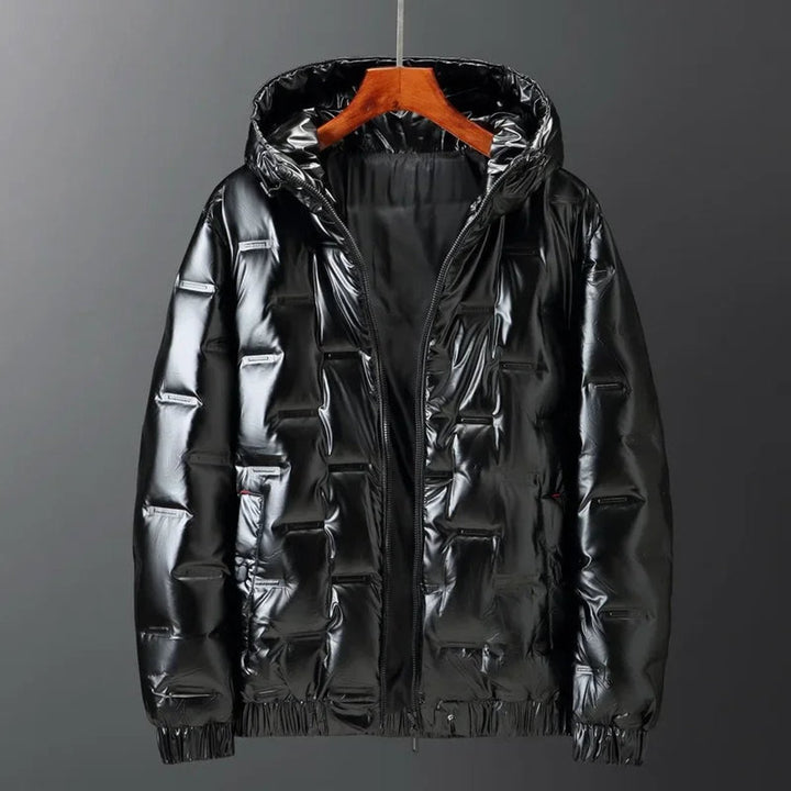 Men's Gloss Puffer Hooded Waterproof Jacket Bomber Coat
